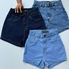 short jeans feminina Cintura Alta Lycra Jeans Com Lycra Elastano Bermuda feminina jeans short curtinho jeans