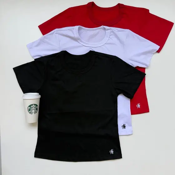 Blusa básica T Shirt Algodão Gola Redonda Basica Lisa 100% Algodão Babylook Feminina blusa lisa  T-Shirt Algodão 30.1