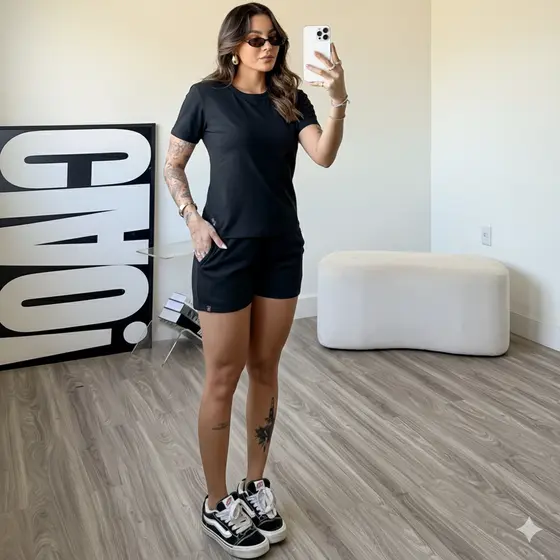 Conjunto Feminino blusa basica camisa básica feminina mais short feminino moletom conjunto feminino basico pra dia a dia