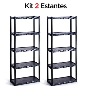 KIT 2 Estante com 5 Prateleira Organizadora Modular Multiuso para Cozinha Quarto Livros Sapateira