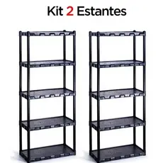 KIT 2 Estante com 5 Prateleira Organizadora Modular Multiuso para Cozinha Quarto Livros Sapateira