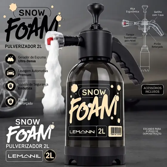 Snow Foam Pulverizador Manual Borrifador Alta Pressão 2 Litros Com 2 Bicos Espuma Automotivo Lavagem Carro Moto Limpeza
