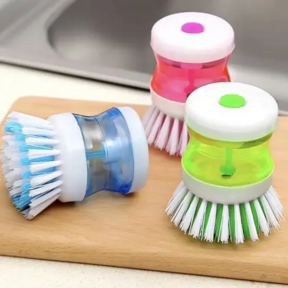 Escova Lava Louça Com Porta Detergente Dispenser Cozinha Limpa Limpeza Prática Multiuso