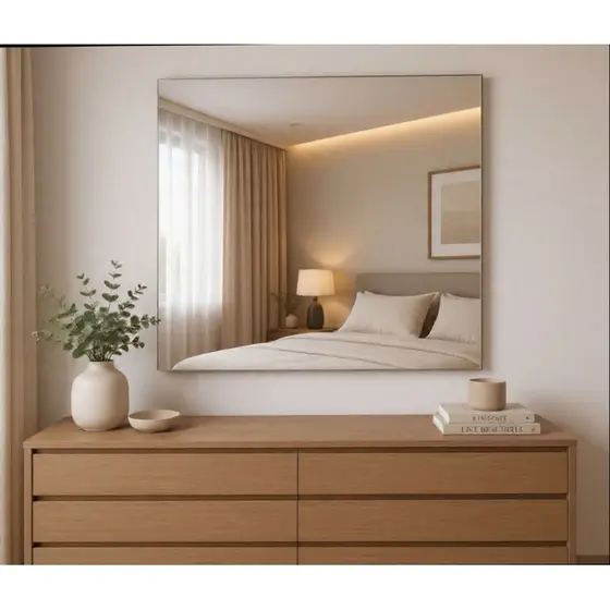 Espelho 90x80 Grande Decorativo Para Quarto/Banheiro/Sala Maquiagem Para Fixação Em Paredes