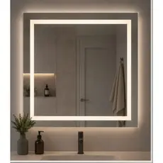 Espelho Com Led Jateado 90X90 Para Banheiro/Quarto/Sala Maquiagem Para Fixação Em Paredes
