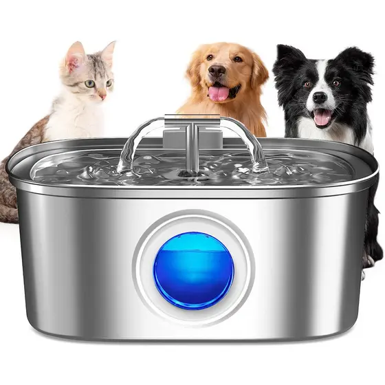 Newpet 3.2L Alimentador Automático De Água Para Gatos De Aço Inoxidável Fonte USB Mudo Com Janela Visível Filtro Cães