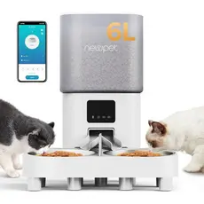 Newpet 6L Comedouro elevado para Alimentador Comedouro Duplo Automático Wi-Fi Temporizador Cão Gato -Bivolt