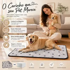 Tapete Higiênico Cinza Escuro Lavável 80x60cm Sem Plástico Gotejante Super Absorvente Anti-Vazamento para Cachorro