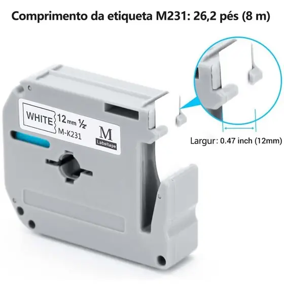 2 un/8 un Fita Rotuladora Compatível Rotulador Brother 12mm Mk-231