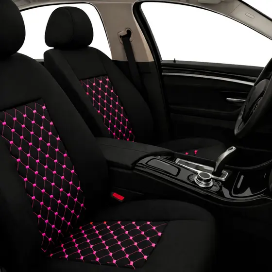Capa de Banco Automotivo Carro Tecido Grosso Diamantado Rosa Reforçado Linha Premium