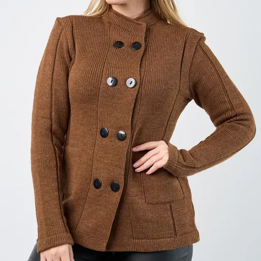 Casaco Feminino Trico Inverno Cardigan Plus Size Botões Bolsos Lã Elegante Frio Mariá Mariotti - 20340