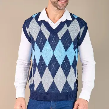 Colete Masculino Tricô Decote V Quente Inverno Pai - 20291