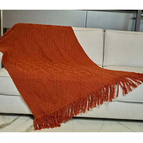 Manta Premium com Franjas, Texturizada e Macia para Sofás, Camas e Poltronas - 40006