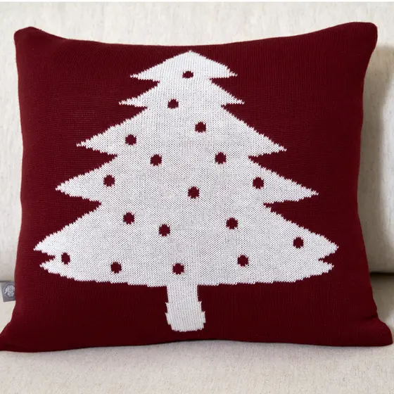 Capa Quadrada Natalina 45x45 Tricot Árvore de Natal Conforto - 40077
