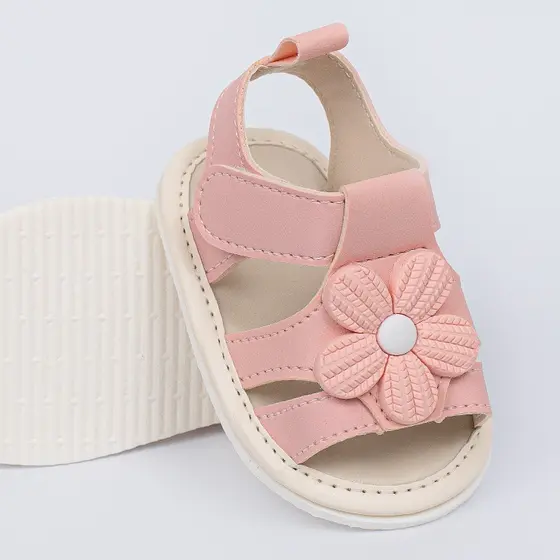 Sandália Infantil Feminina Floral Rosa Bebê Confortável Menina