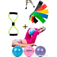 Bola 25 cm Suiça Pilates Pequena + Cross Tube + Kit Mini Band Fisioterapia Overball Thera Yoga -Buscabuscabr
