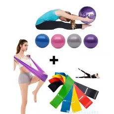 Mini Bola 25 cm Suíça Pilates Pequena + Thera Band + Kit Mini Band Fisioterapia -BUSCABUSCABR