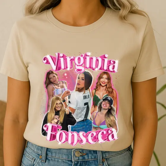 Camiseta Estampada 100% Algodão Feminina Confortável Casual Urban Wear Fio 30.1 Nova Virginia