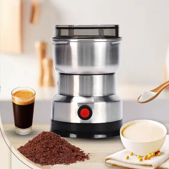 Moedor Multifuncional de Café Grão Sementes e Especiarias Elétrico Inox Portátil 110V/220v com 4 Lâminas Cafeteiras