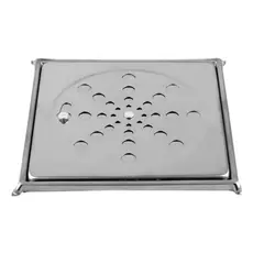 Ralo Quadrado 15x15 cm + Porta Grelha Caixilho Aço Inox