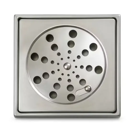 Ralo Quadrado 10x10 cm + Porta Grelha Caixilho Aço Inox