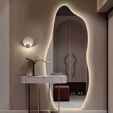 Espelho Orgânico 110cm 50cm LED Quente/Frio/S/LED Flame Premium Quarto Sala Salão Loja Instalação Fácil