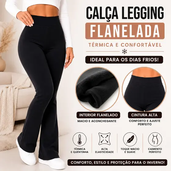 Calça Legging Feminina Suplex Flare Cintura Alta para o dia a dia