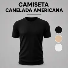 Camiseta Masculina Canelada Slim Fit Estilo Americana Ribana Justa ao Corpo Streetwear Rapper