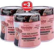 Creme Redutor de Medidas Pimenta Negra Rhenuks 200g Massageador Corporal