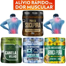 Mix com 4 Pomadas para Massagem - Alívio Rápido de Dores, Relaxamento e Cuidado Muscular