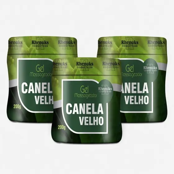 Kit 3 Gel Massageador Canela de Velho 200g Rhenuks – Alívio para Dores Musculares e Articulares