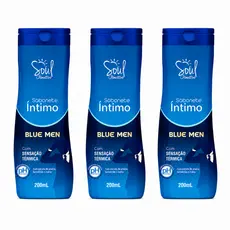 Kit 3 Sabonete Íntimo Blue Men 200ml - Higiene Masculina com Sensação Térmica