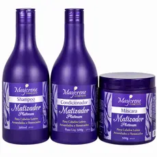 Kit Matizador Loiros e Grisalho Shampoo, Condicionador, Máscara, Platinum Profissional