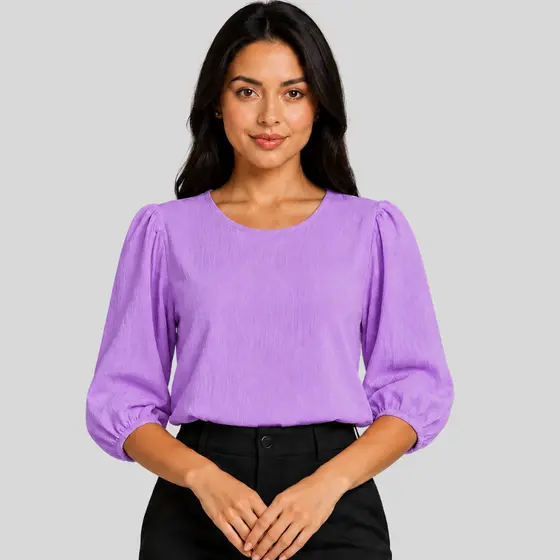 Blusa Feminina Manga 3/4 Elegante Social Casual Trabalho Moda Evangélica.
