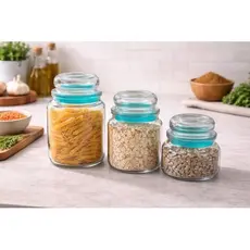 Conjunto 3 Potes Herméticos Vidro Conservação Alimentos Seguro