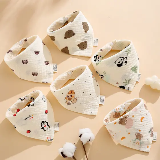 Kit C/3 Babador Bandana de Bebê 100% Algodão 23cm x 18cm - Sortidas ANJIN