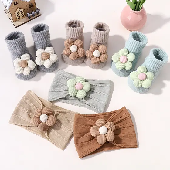 Conjunto De 2 Peças De Faixa E Meias Para Bebê , De Cabelo Floral Com Curtas Meninas Recém-Nascidas , Presente De Nylon
