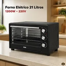 Forno Elétrico Grande Compacto 21 Litros 1200W Compacto 230 Graus Assa Bolos Pães Pizza Gratina 220V