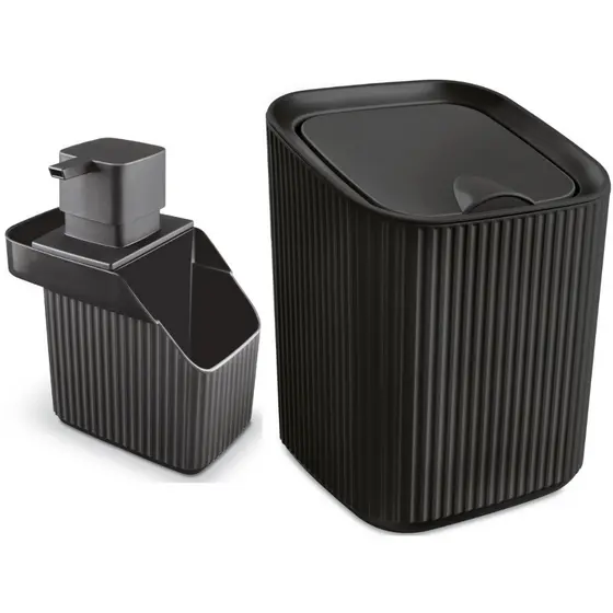 Kit Conjunto Pia Cozinha Porta Detergente E Lixeira 3L Envio Imediato