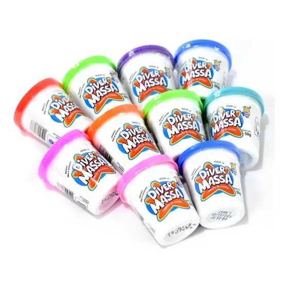 Kit 10 Potes Massinha De Modelar Colorida Diver Toys Envio Imediato