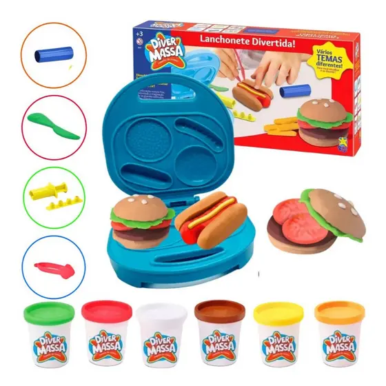 Kit Lanchonete Divertida Infantil Diver Massa Com Massinha De Modelar Envio Imediato