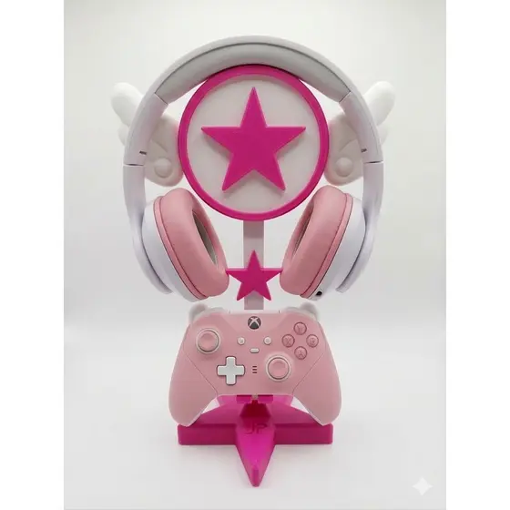Suporte Headset Gamer  Rosa/Branco com Base p/ Celular ou Controle - Escolha a Sua!