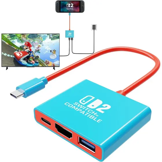 Switch 2 Dock , Substituição Para Nintendo Support 4K/60HZ Modo De TV Compatível Com 2 , Estação De Acoplamento Portátil