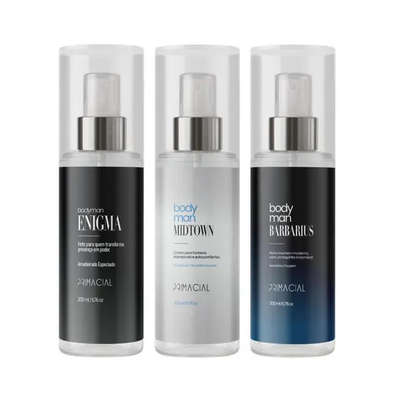 KIT BODY SPLASH MASCULINO BARBARIUS + MIDTOWN + ENIGMA 200ML - PRIMACIAL