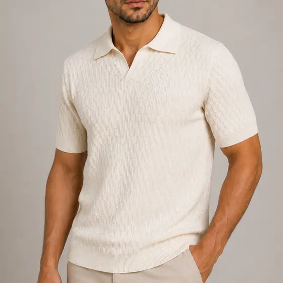 Camisa Polo Masculina Tricot Manga Curta Premium Leve Casual
