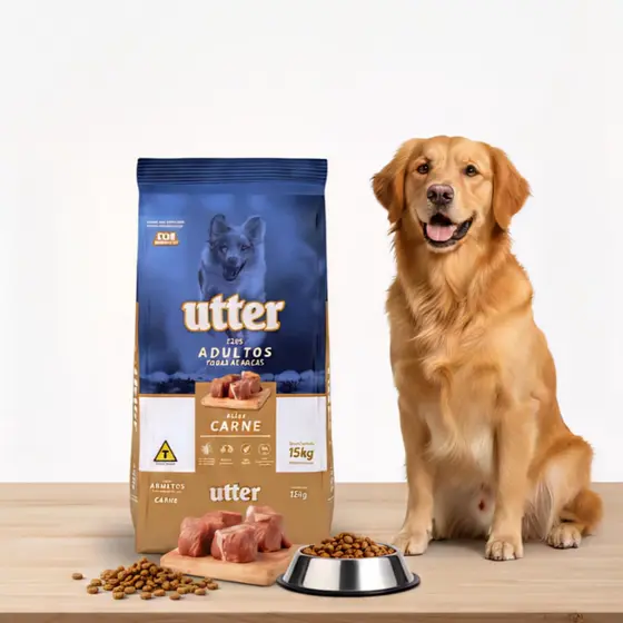 Ração Utter Cães Adultos Sabor Carne Alta Qualidade Sem Corantes - 15kg
