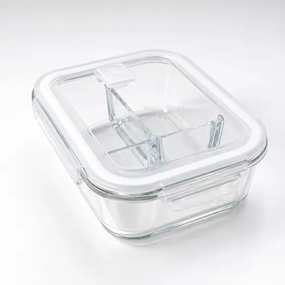 Marmita De Vidro | Hermética | 3 Divisórias | 1000ml | Antivazamento
