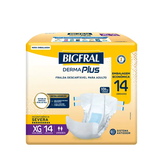 Fralda Geriátrica BigFral DermaPlus Tam. XG Econômica c/14 un.
