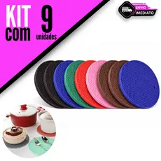 Kit 9/7/6/5 Unidades Descanso Panela Redondo Silicone Proteção Térmica Resistente Para Mesa Bancada