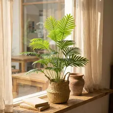 18Folhas Planta Artificial Palmeira Areca Real Toque